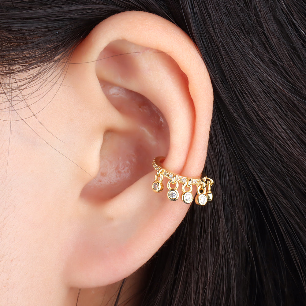 Statement Gemstone Drop Ear Cuff - OhmoJewelry