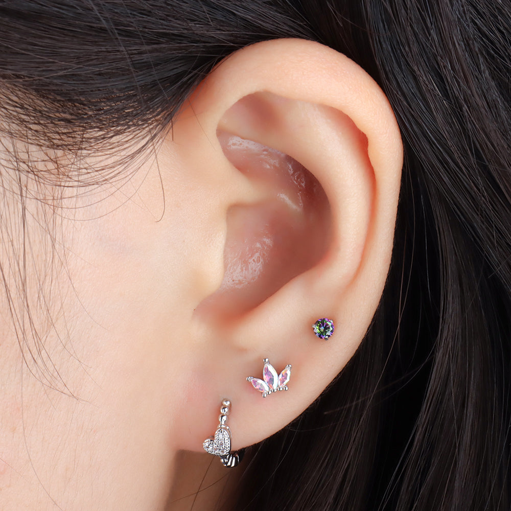 Stunning Heart Hoop Earring - Brass - Lobe, Upper Lobe, Helix - Oumo Jewelry