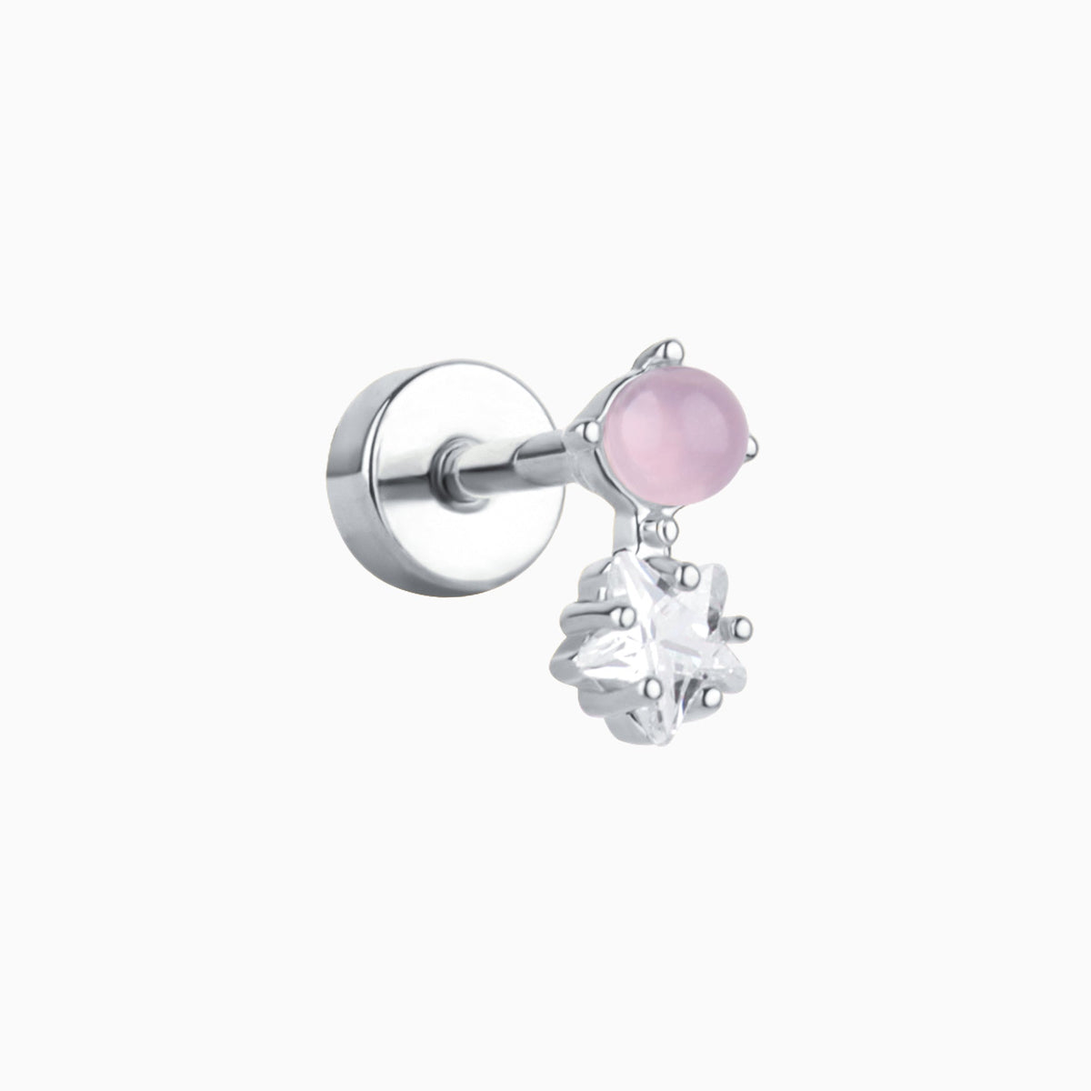 Sweet Opal Star Flatback Stud - Stainless Steel - Helix, Upper Lobe, Flat - Oumo Jewelry