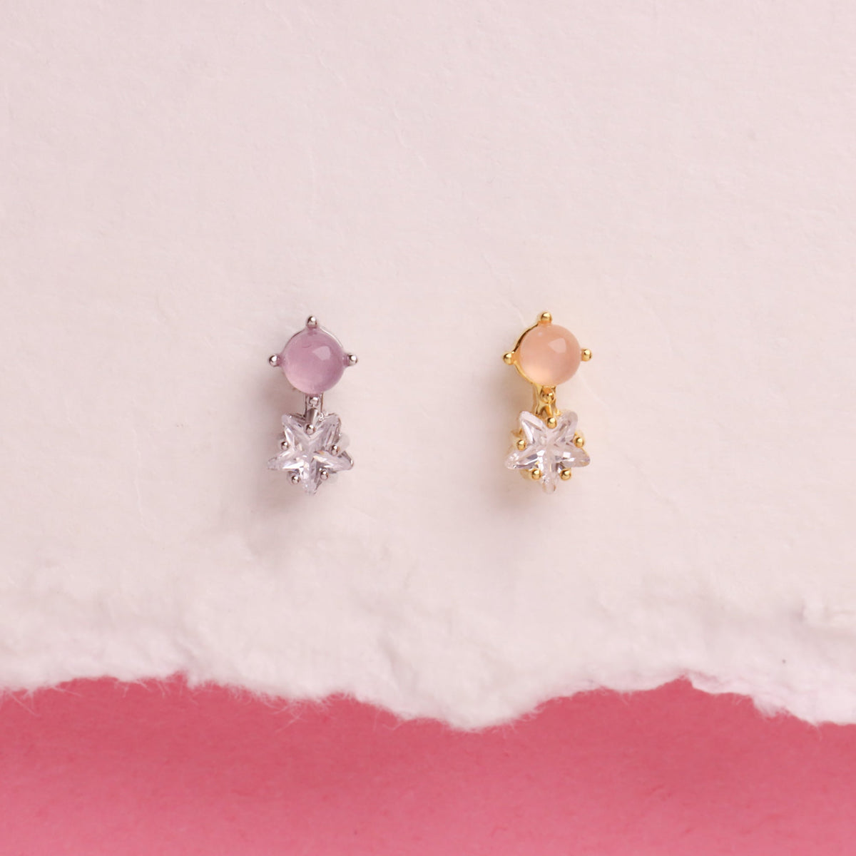 Sweet Opal Star Flatback Stud - Stainless Steel - Helix, Upper Lobe, Flat - Oumo Jewelry