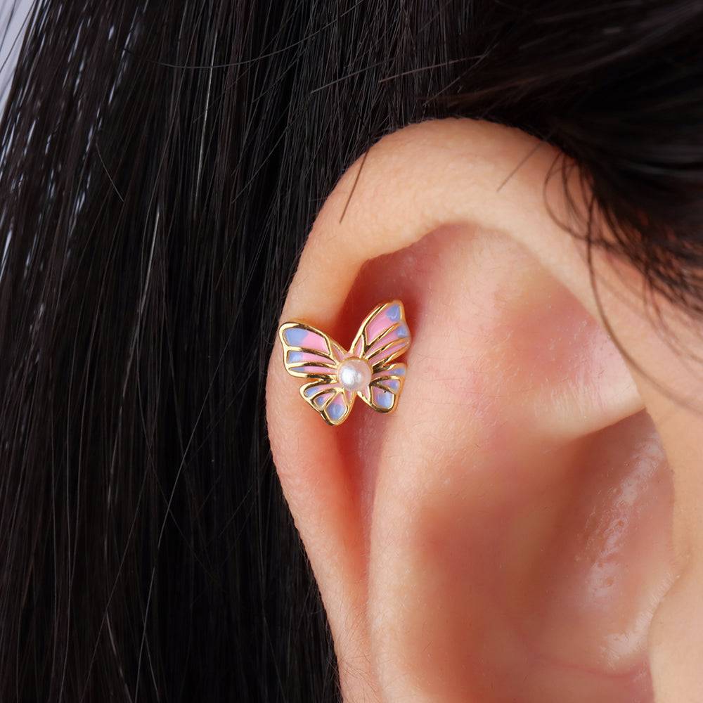 🦋Sweet Pearl Butterfly Stud - OhmoJewelry