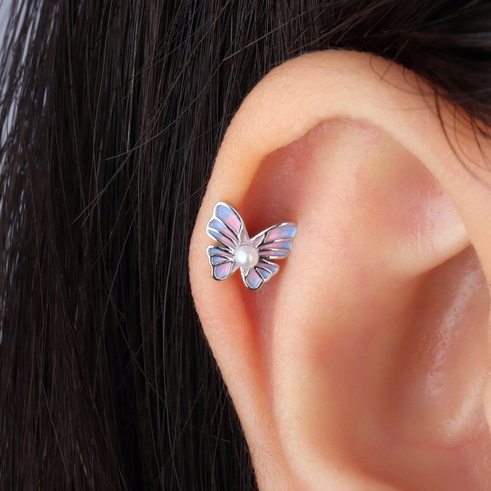 🦋Sweet Pearl Butterfly Stud - OhmoJewelry