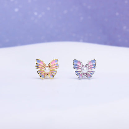 🦋Sweet Pearl Butterfly Stud - OhmoJewelry