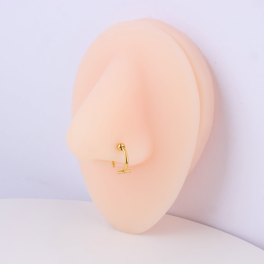 T Shape Nose Hoop - OhmoJewelry