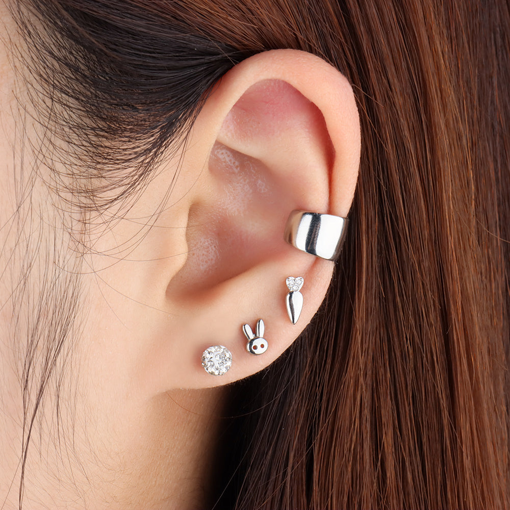 Titanium Cute Radish Flatback Stud - Titanium - Helix, Flat, Upper Lobe - Oumo Jewelry