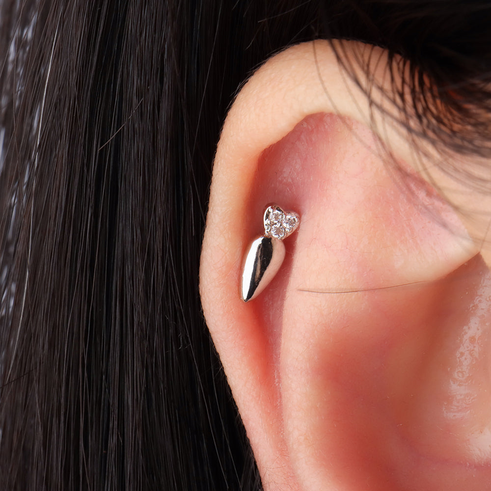 Titanium Cute Radish Flatback Stud - Titanium - Helix, Flat, Upper Lobe - Oumo Jewelry