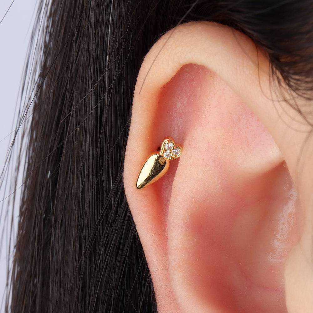 Titanium Cute Radish Flatback Stud - Titanium - Helix, Flat, Upper Lobe - Oumo Jewelry