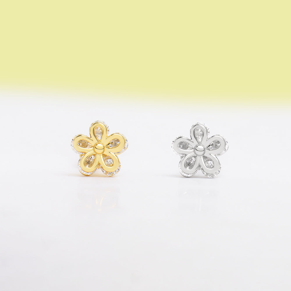 Titanium Shiny Flower Stud - OhmoJewelry