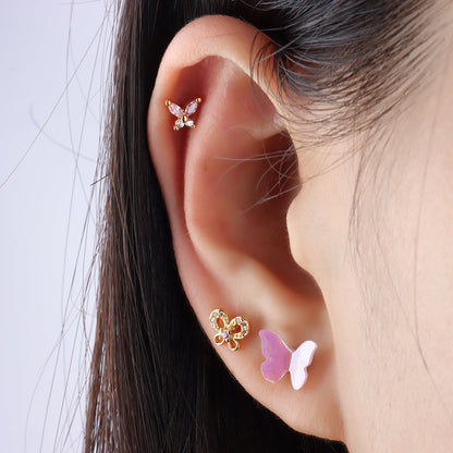 Treasure Pinky Butterfly Stud - OhmoJewelry