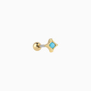 Turquoise Rhombus-shaped Stud - Stainless Steel - Upper Lobe, Helix, Flat - Oumo Jewelry