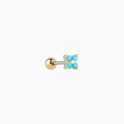 Turquoise Small Flower Stud - Stainless Steel - Upper Lobe, Helix, Flat - Oumo Jewelry