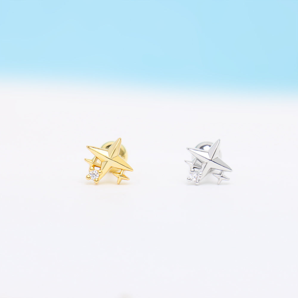 Twinkle Little Star Stud - Stainless Steel - Upper Lobe, Helix, Flat - Oumo Jewelry