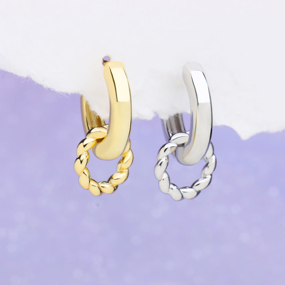 Twist Hoop Drop Earrings - Brass - Oumo Jewelry