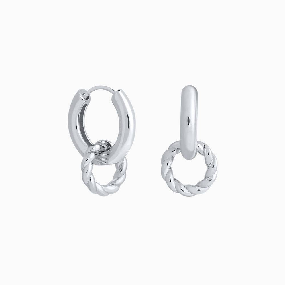 Twist Hoop Drop Earrings - Brass - Oumo Jewelry