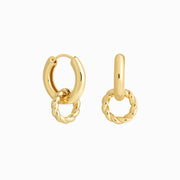 Twist Hoop Drop Earrings - Brass - Oumo Jewelry
