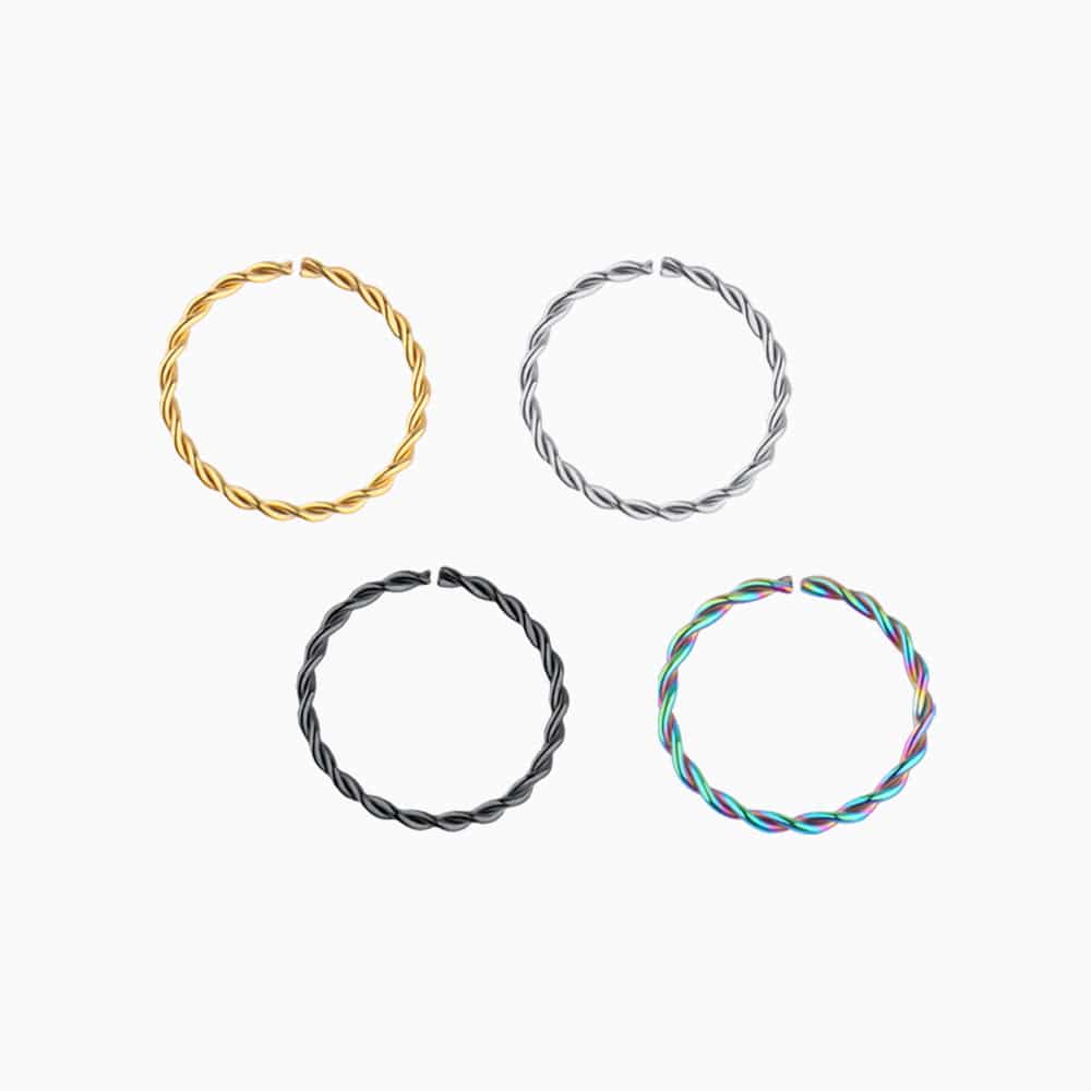 Twisted Nose Hoop - Stainless Steel - Septum - Oumo Jewelry