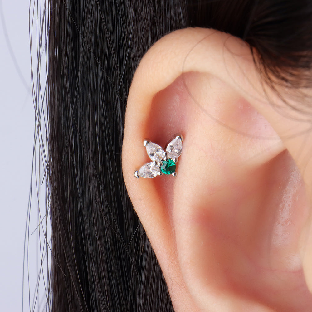 Unique Leaf Stud - Stainless Steel - Upper Lobe, Helix, Flat - Oumo Jewelry