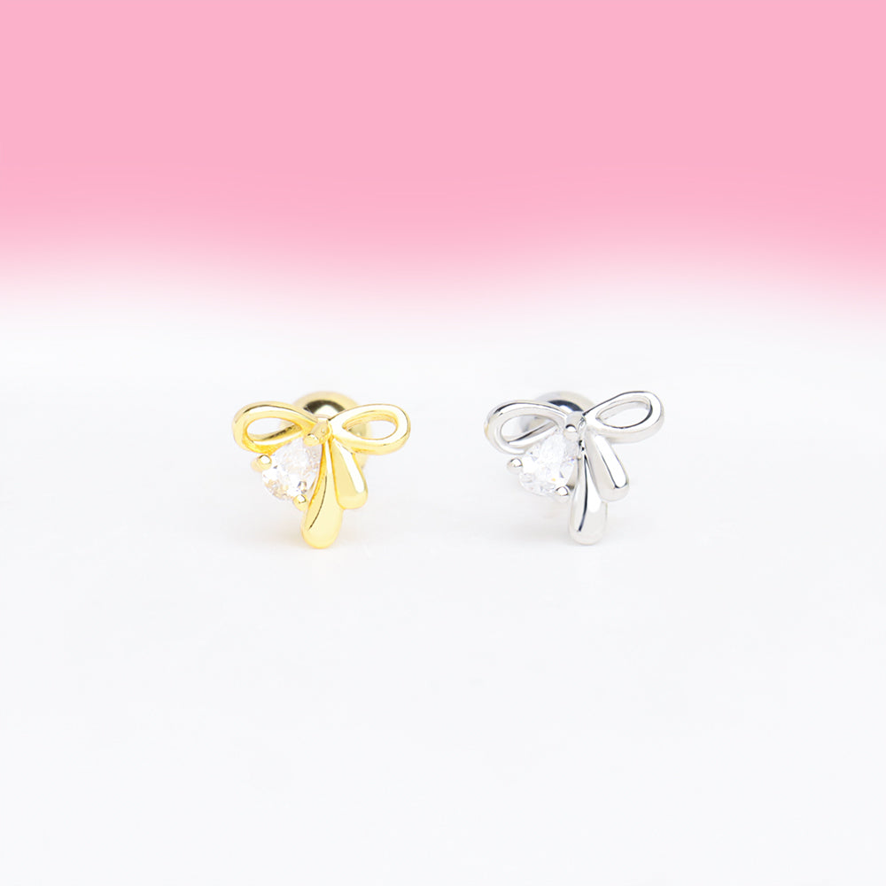 Water Drop Bow Stud - OhmoJewelry