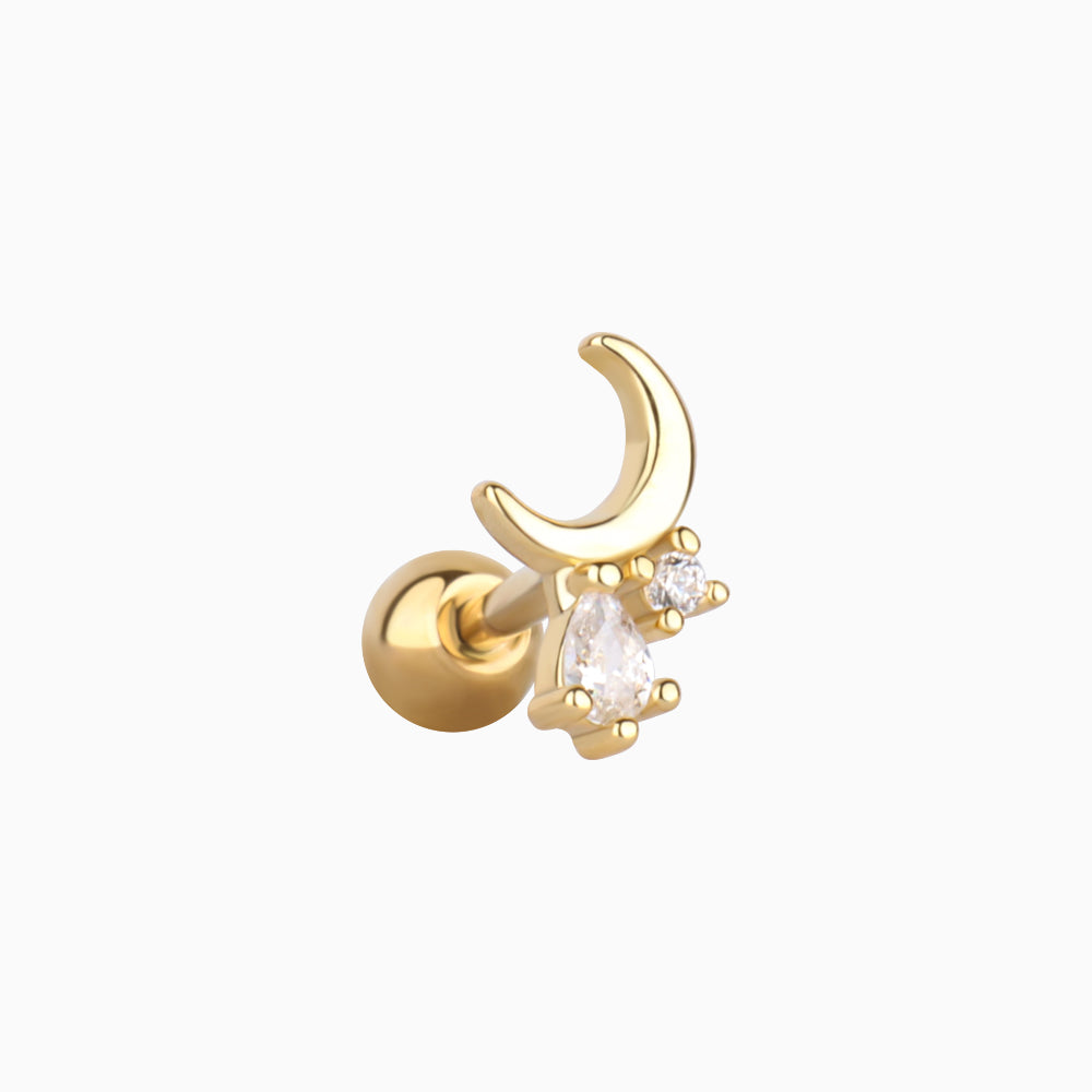 Water Drop Moon Stud - OhmoJewelry