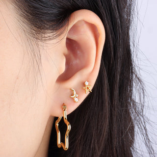 Water Drop Moon Stud - OhmoJewelry