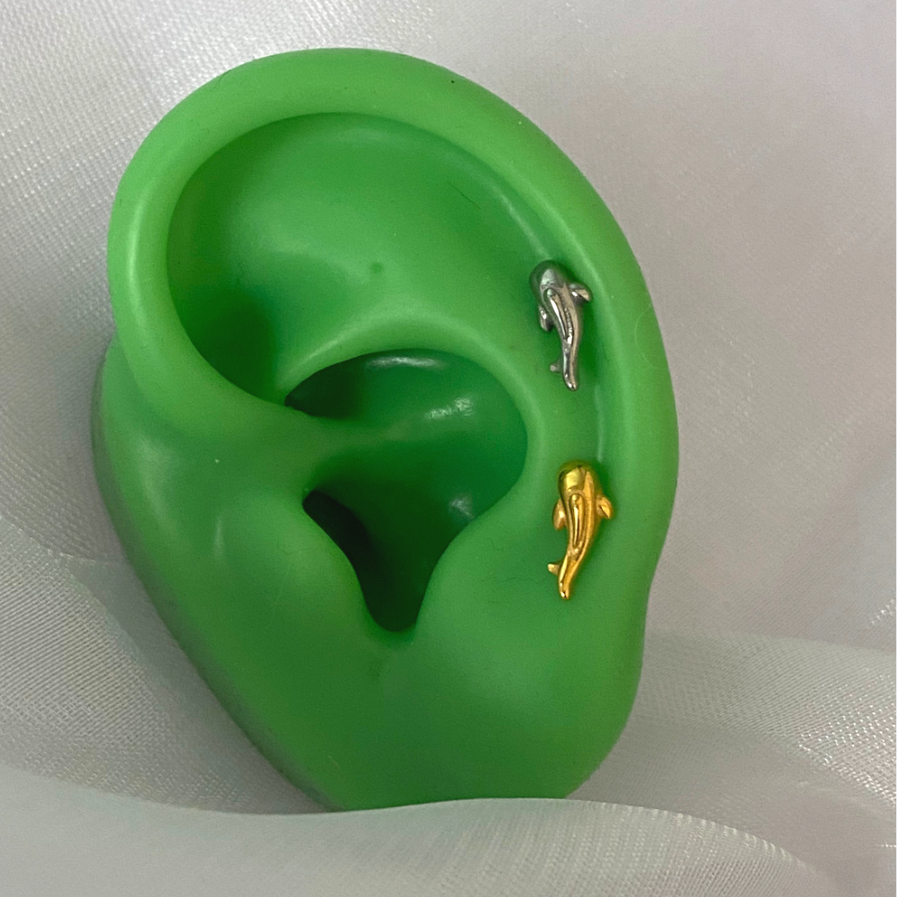 Whale Stud - Stainless Steel - Upper Lobe, Helix, Flat - Oumo Jewelry