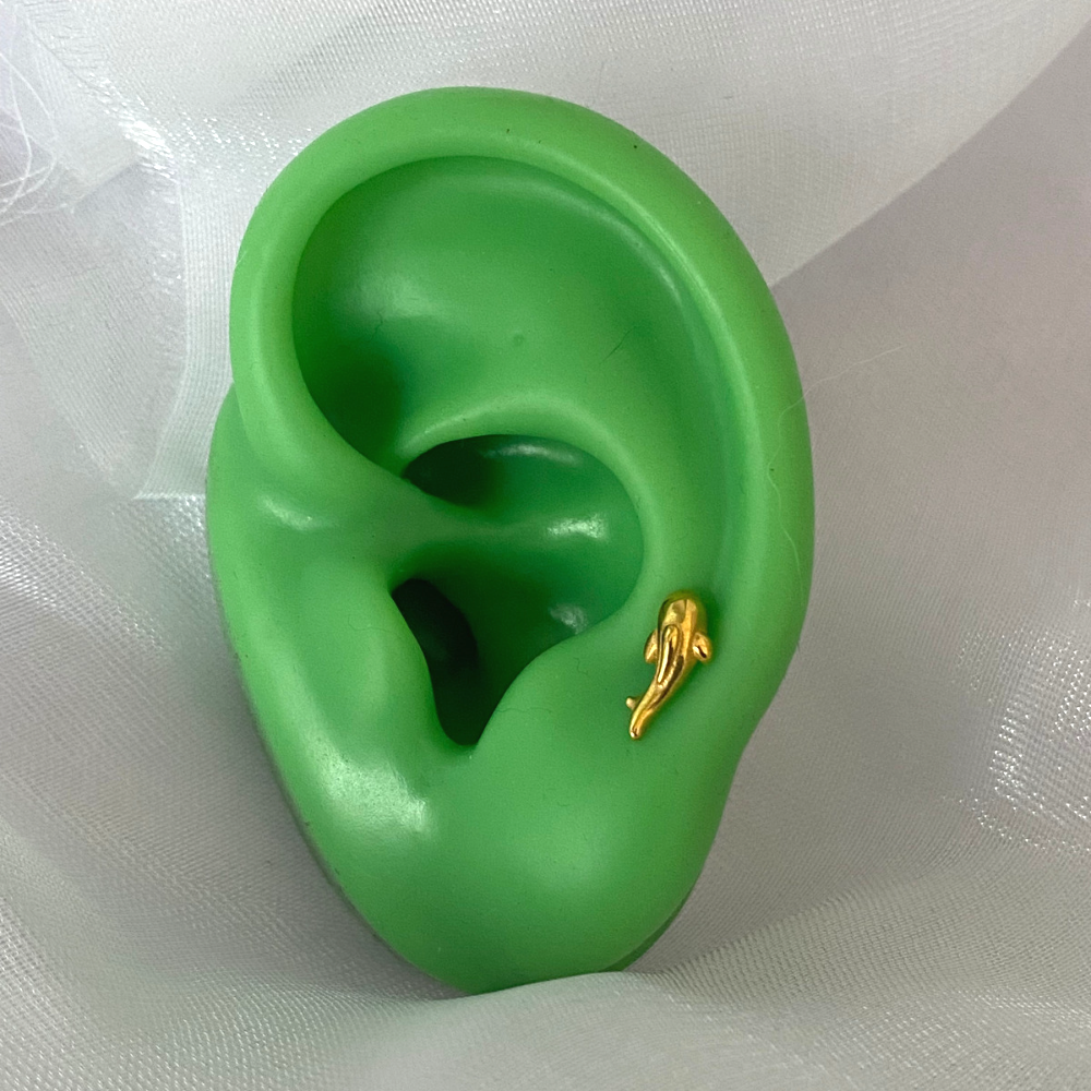 Whale Stud - Stainless Steel - Upper Lobe, Helix, Flat - Oumo Jewelry