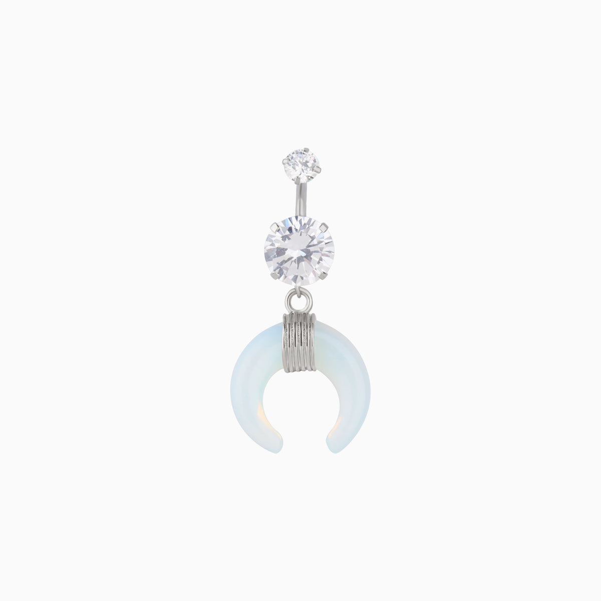 Crescent Opal Belly Ring - Stainless Steel - Navel - Oumo Jewelry