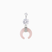 Crescent Opal Belly Ring - Stainless Steel - Navel - Oumo Jewelry