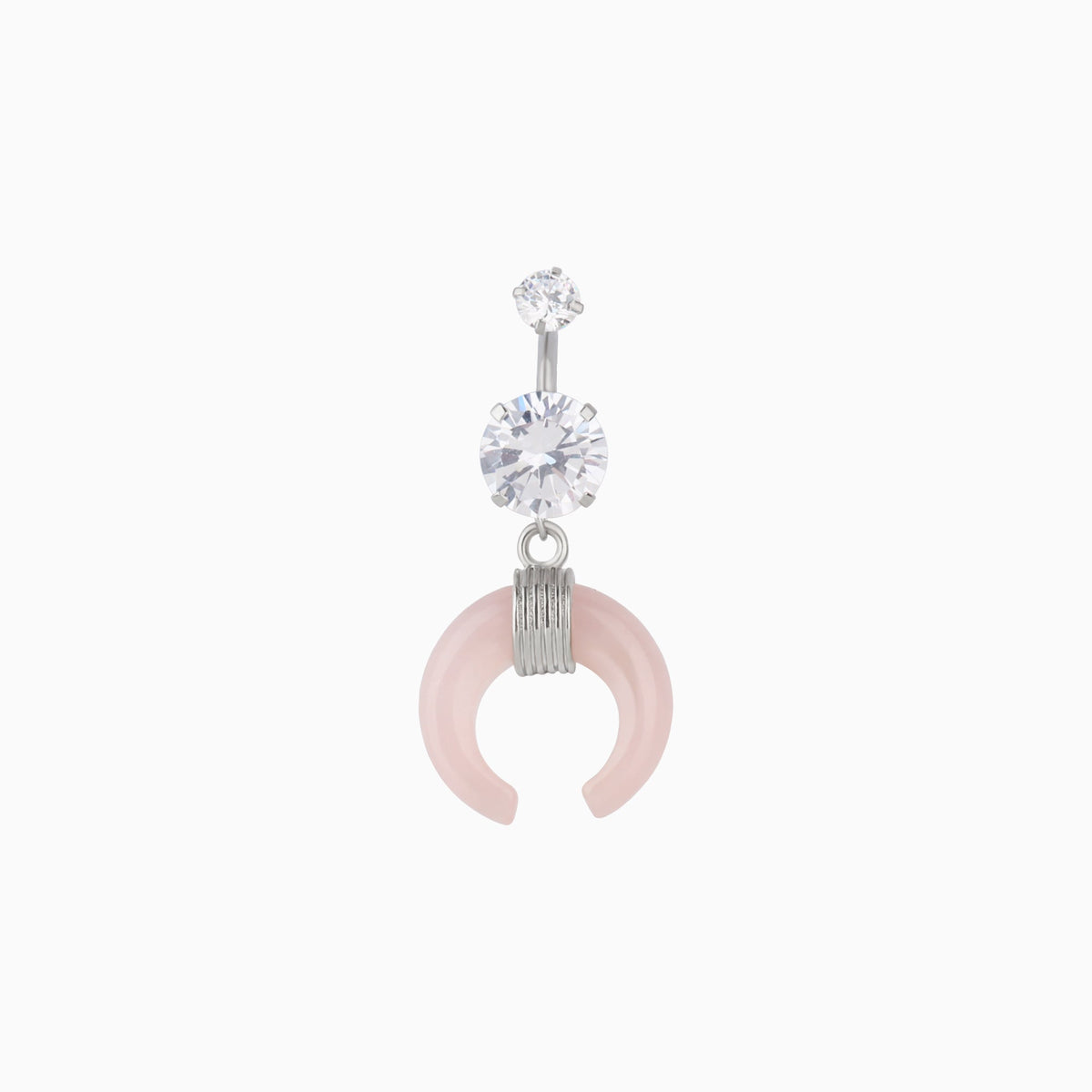 Crescent Opal Belly Ring - Stainless Steel - Navel - Oumo Jewelry