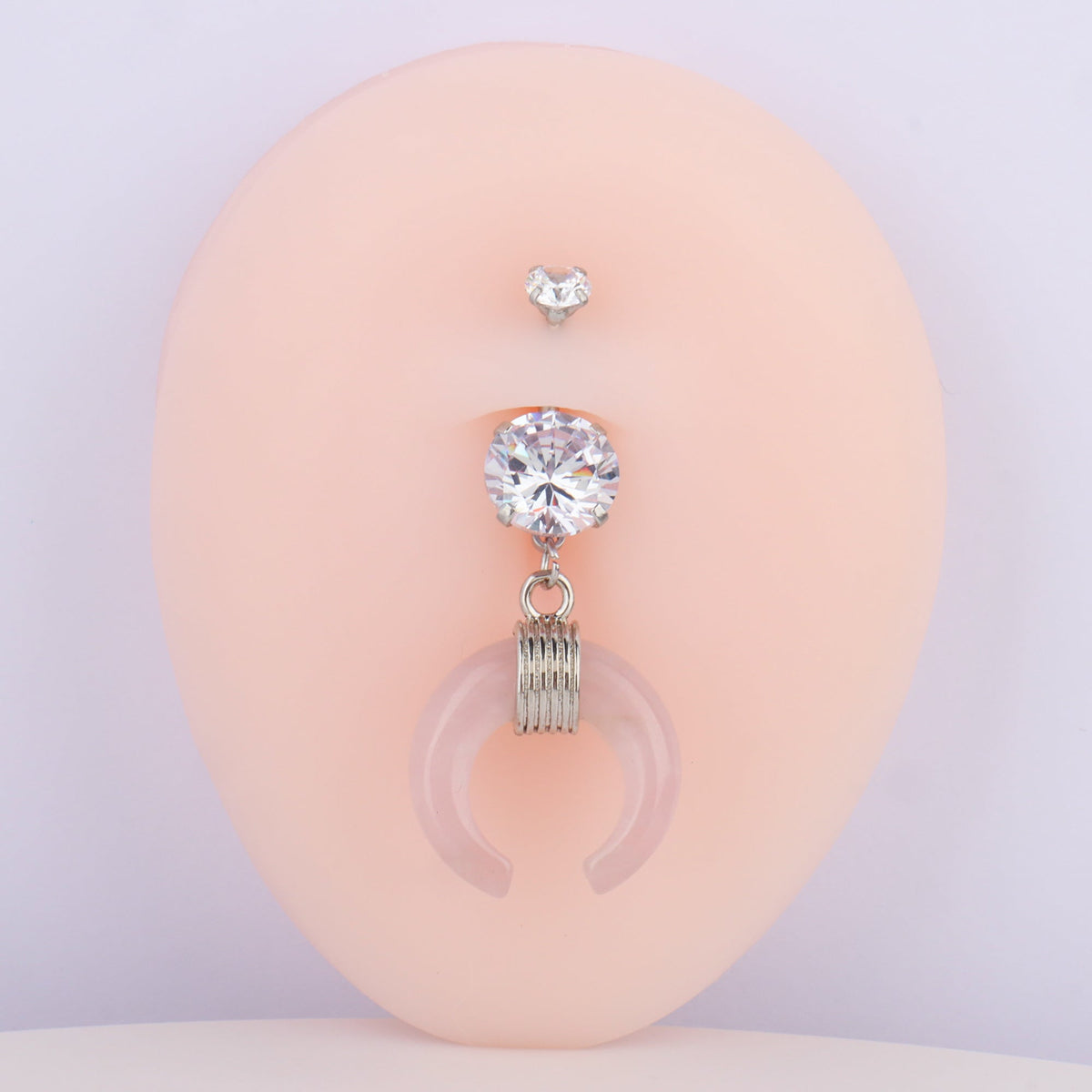 Crescent Opal Belly Ring - Stainless Steel - Navel - Oumo Jewelry
