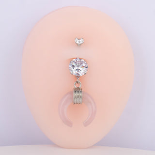Crescent Opal Belly Ring - OhmoJewelry