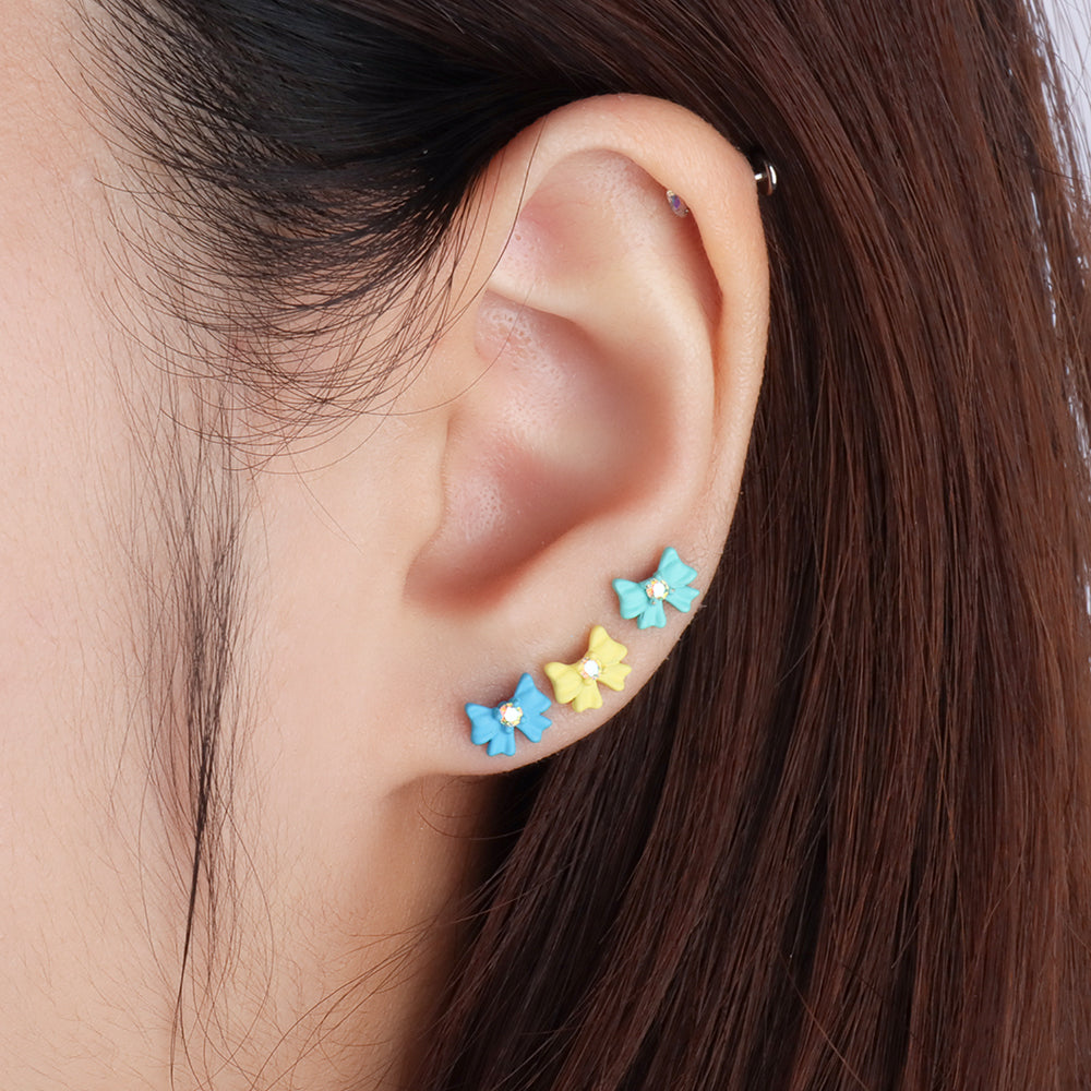 Cute Bow Stud - Stainless Steel - Upper Lobe, Helix - Oumo Jewelry