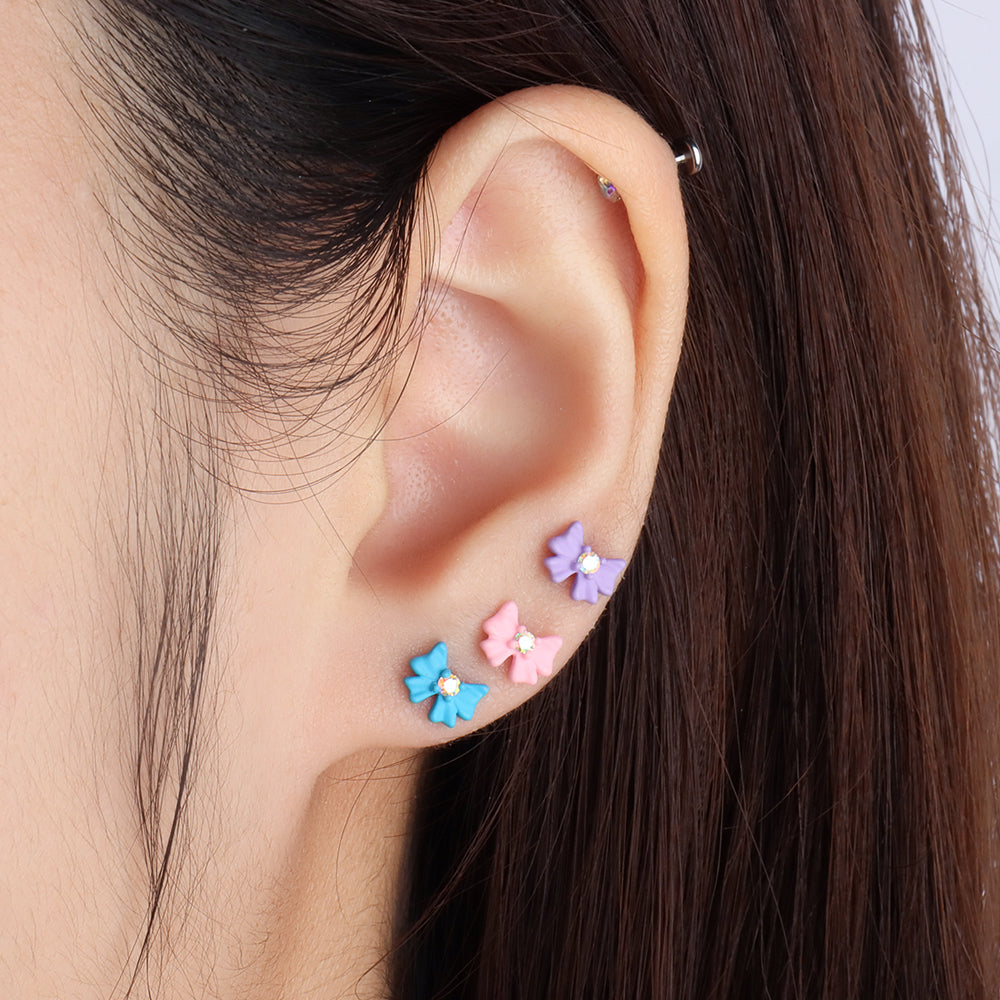 Cute Bow Stud - Stainless Steel - Upper Lobe, Helix - Oumo Jewelry