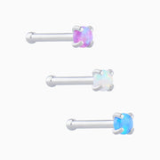 Fantasy Opal Nose Stud - Stainless Steel - Nostril - Oumo Jewelry
