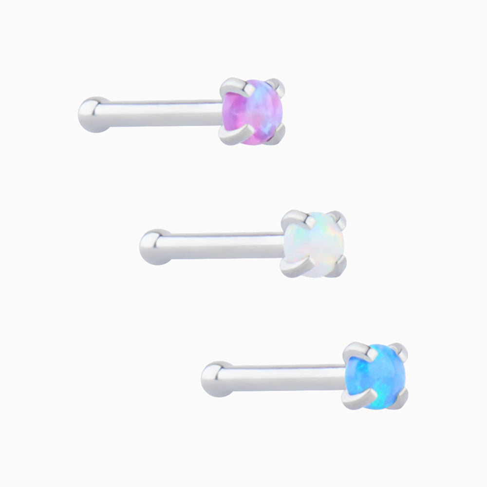 Fantasy Opal Nose Stud - Stainless Steel - Nostril - Oumo Jewelry
