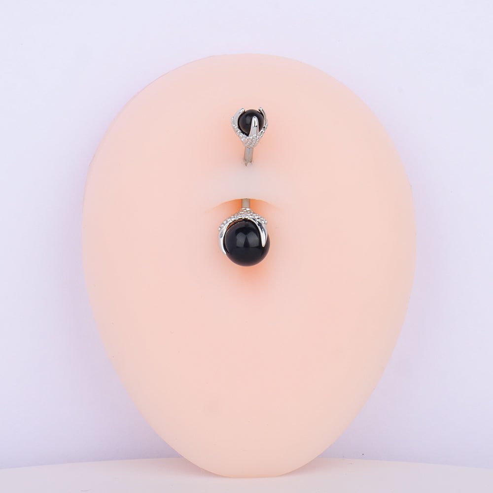 Opal Belly Ring - Stainless Steel - Navel - Oumo Jewelry