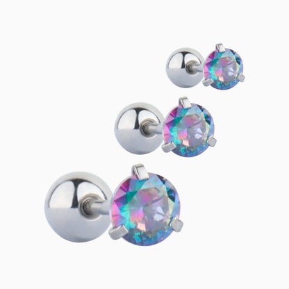 Colorful Round Gemstone Stud - OhmoJewelry