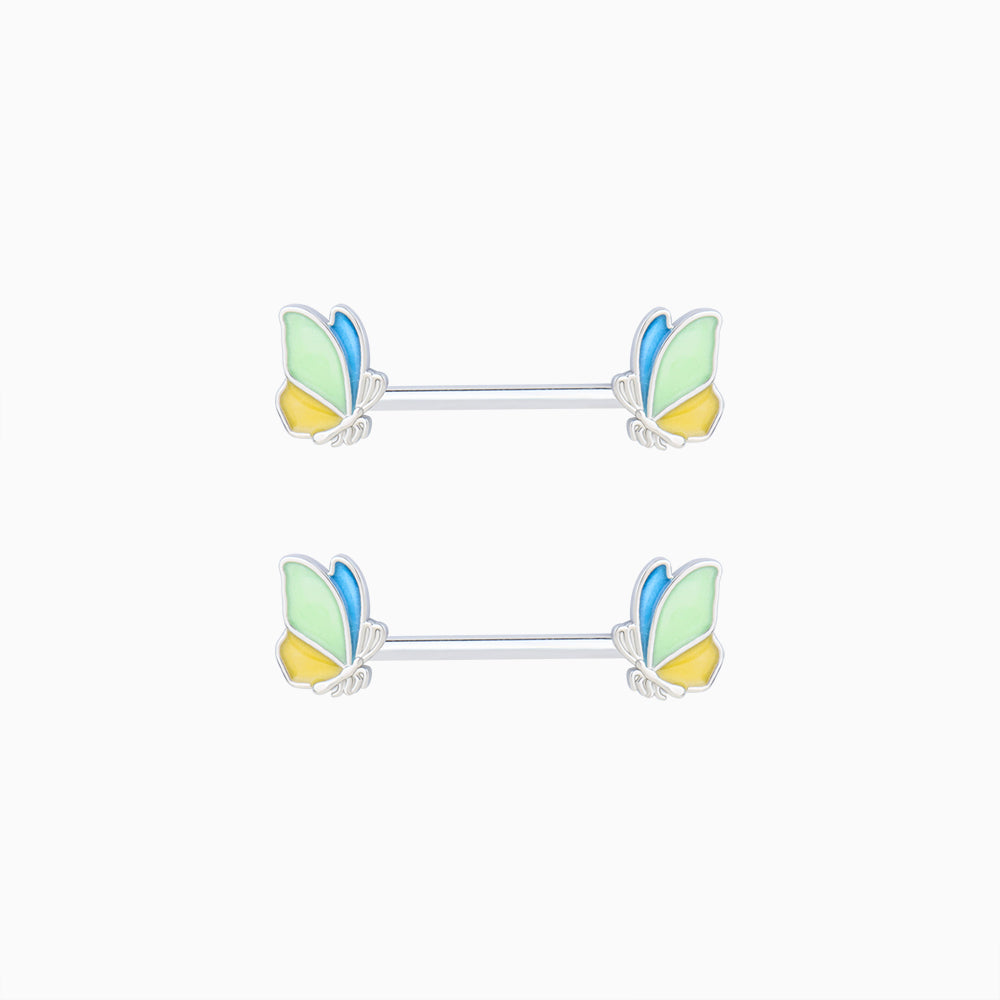 Butterfly Nipple Rings - Stainless Steel - Oumo Jewelry