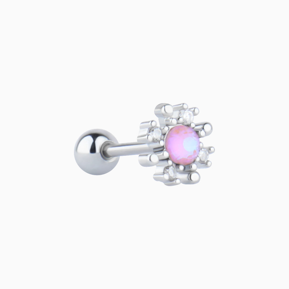 Colored Gem Snowflake Stud - Stainless Steel - Upper Lobe, Helix, Flat - Oumo Jewelry
