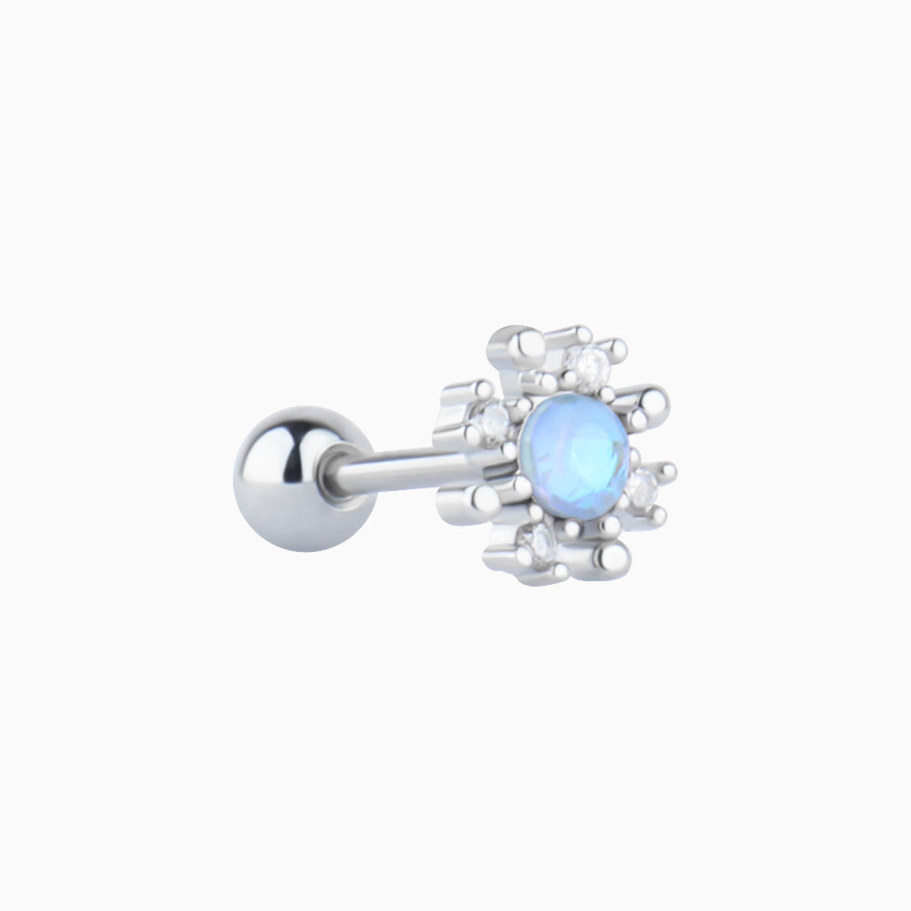 Colored Gem Snowflake Stud - Stainless Steel - Upper Lobe, Helix, Flat - Oumo Jewelry