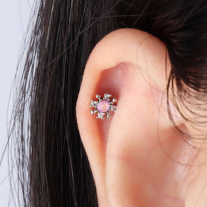 Colored Gem Snowflake Stud - OhmoJewelry