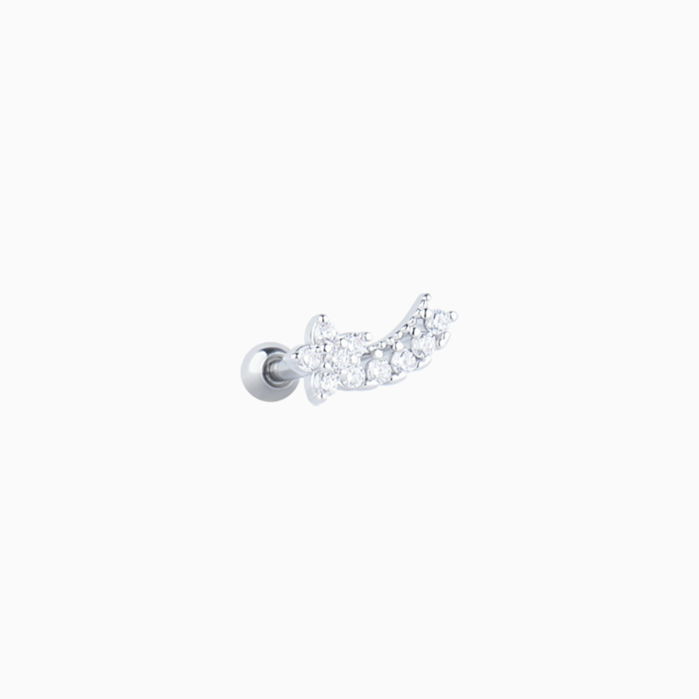 Dazzling Flower Stud - Stainless Steel - Upper Lobe, Helix, Flat - Oumo Jewelry