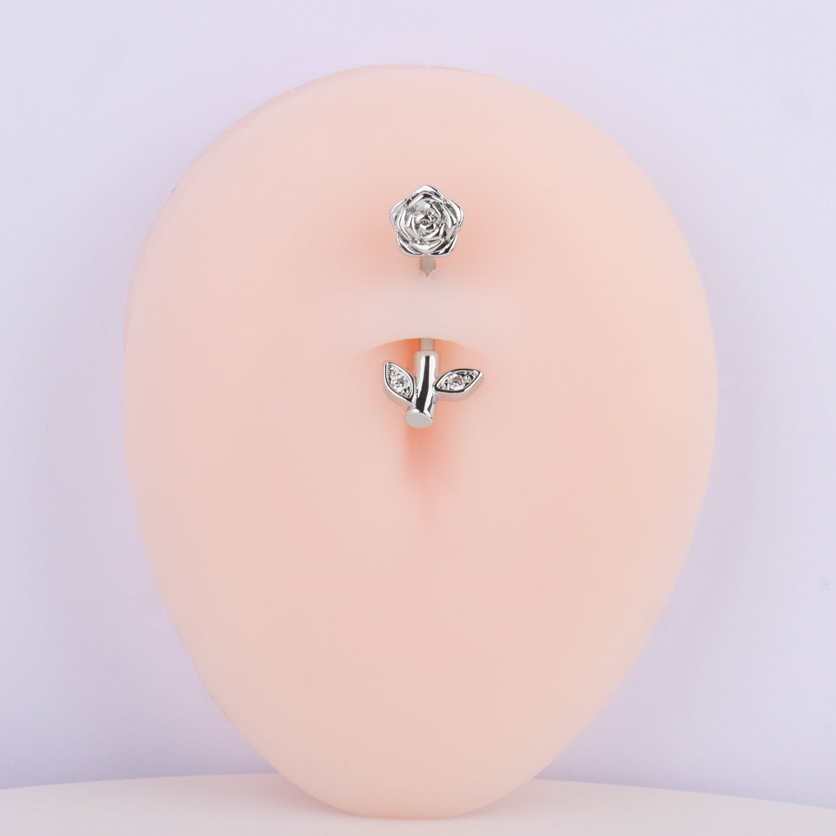Elegant Rose Belly Ring - Stainless Steel - Navel - Oumo Jewelry