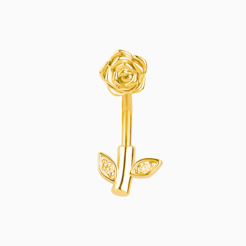 Elegant Rose Belly Ring - Stainless Steel - Navel - Oumo Jewelry