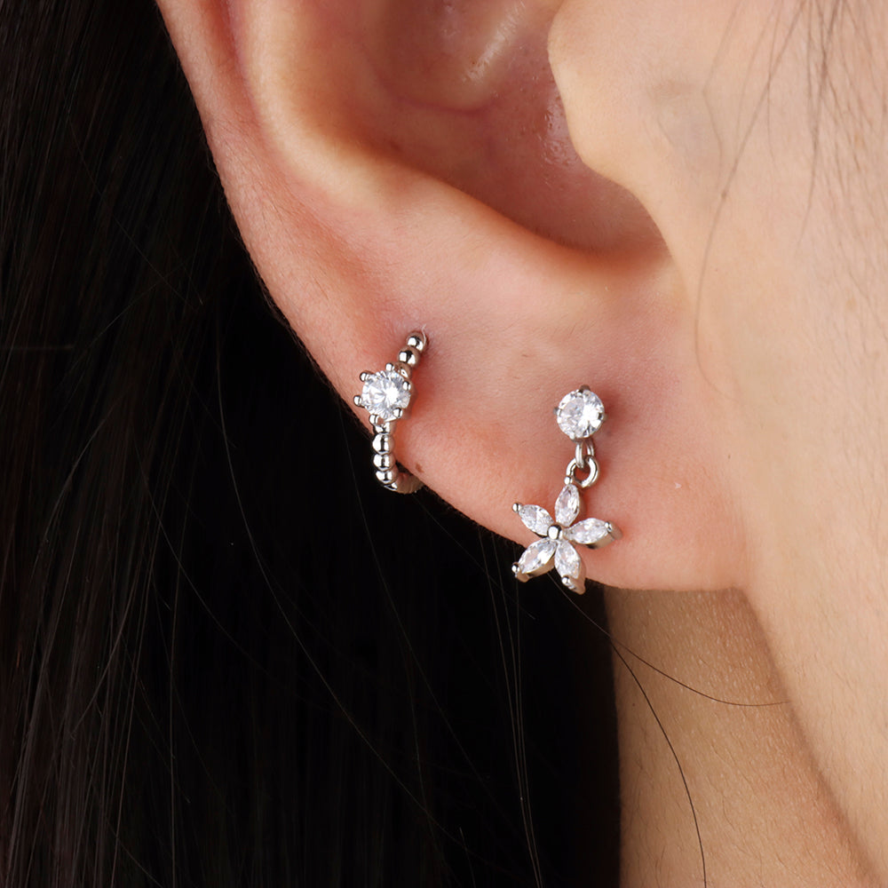 Flower Drop Stud - OhmoJewelry