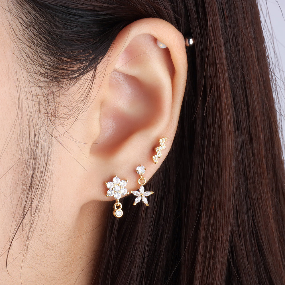 Flower Drop Stud - OhmoJewelry