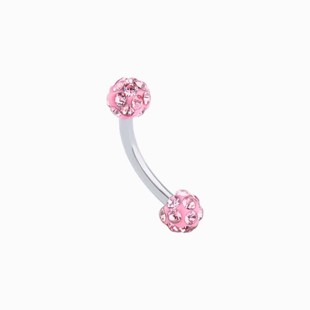 Charm Ball Curved Barbell - Stainless Steel - Rook, Eyebrow, Vertical Labret - Oumo Jewelry