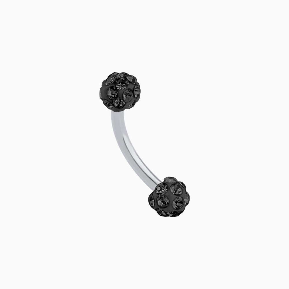 Charm Ball Curved Barbell - Stainless Steel - Rook, Eyebrow, Vertical Labret - Oumo Jewelry