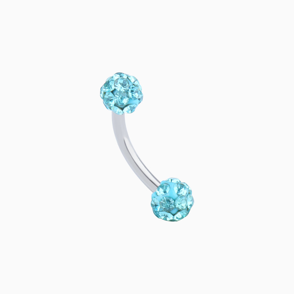 Charm Ball Curved Barbell - Stainless Steel - Rook, Eyebrow, Vertical Labret - Oumo Jewelry