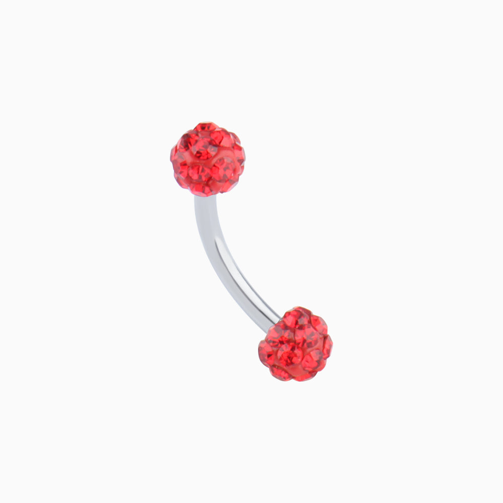 Charm Ball Curved Barbell - Stainless Steel - Rook, Eyebrow, Vertical Labret - Oumo Jewelry